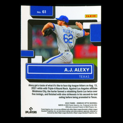 A.J. Alexy RR RC 2022 Donruss Optic Rated Rookie Rangers