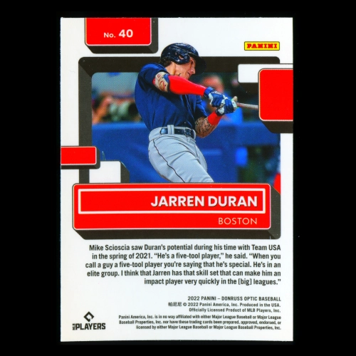 Jarren Duran RR RC 2022 Donruss Optic Rated Rookie Red Sox