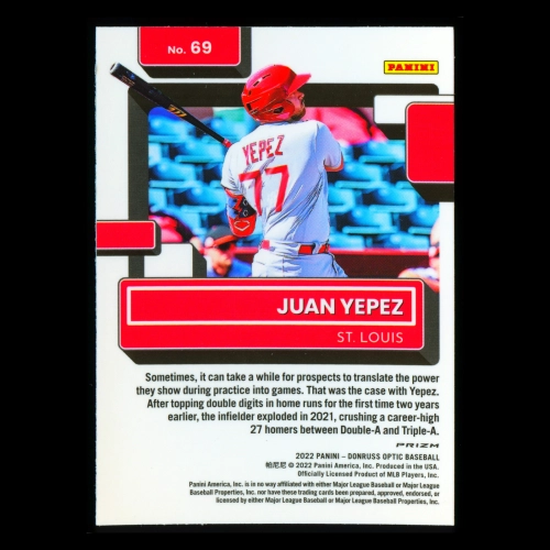Juan Yepez RR RC 2022 Donruss Optic Holo Rated Rookie Cardinals