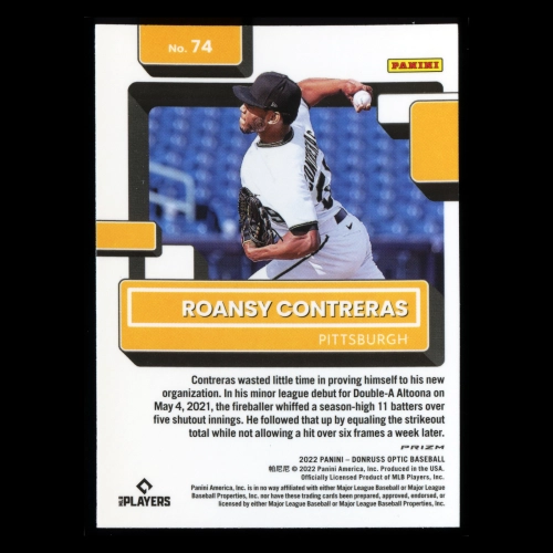 Roansy Contreras RR RC 2022 Donruss Optic Holo Rated Rookie Pirates