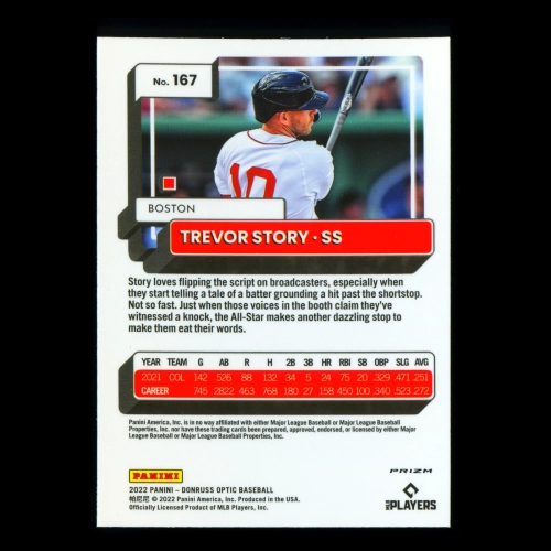 Trevor Story 2022 Donruss Optic Holo Red Sox