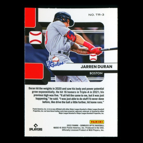 Jarren Duran 2022 Donruss Optic The Rookies Red Sox