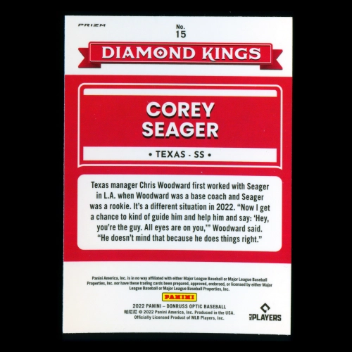 Corey Seager 2022 Donruss Optic Holo Diamond Kings Rangers