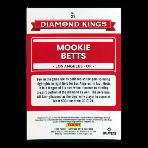 Mookie Betts 2022 Donruss Optic Diamond Kings Dogers