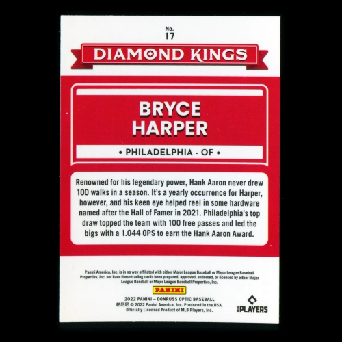 Bryce Harper 2022 Donruss Optic Diamond Kings Phillies