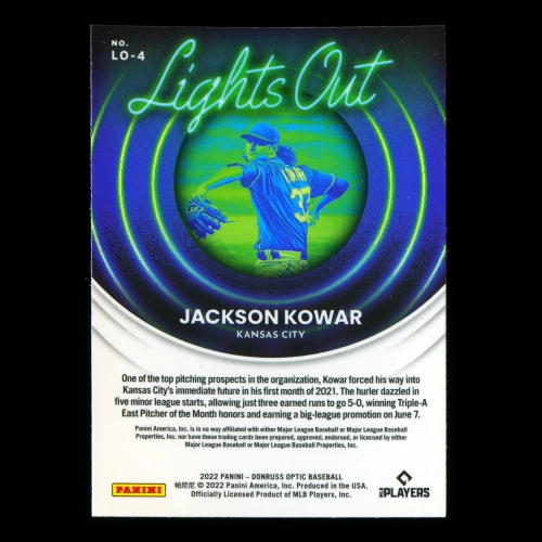Jackson Kowar 2022 Donruss Optic Lights Out Royals