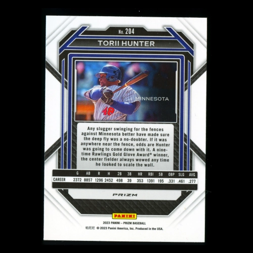Torii Hunter 2023 Panini Prizm Silver Twins