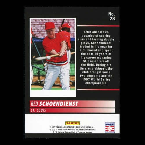 Red Schoendienst 2023 Panini Chronicles Pinnacle Cardinals