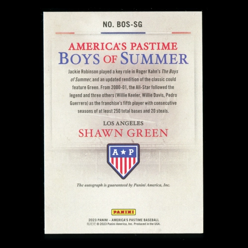 Shawn Green 2023 Panini Chronicles America's Pastime Boys of Summer Autographs Pink Dodgers 2/7