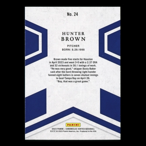 Hunter Brown RC 2023 Panini Chronicles Vertex Rookie Astros