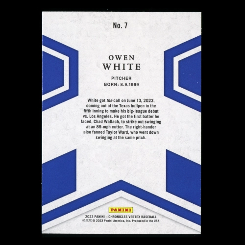 Owen White RC 2023 Panini Chronicles Vertex Rookie Rangers