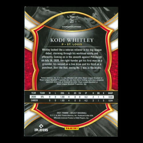 Kodi Whitley RC 2021 Select Rookie Cardinals