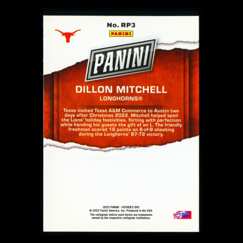 Dillon Mitchell 2023 Panini Father's Day Rookie Prospect Longhorns