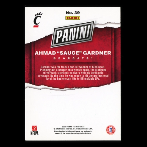 Ahmad "Sauce" Gardner RC 2023 Panini Father's Day Rookie Bearcats | Jets