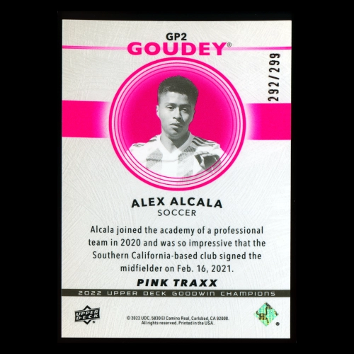 Alex Alcala 2022 Upper Deck Goodwin Champions Goudey Platinum Pink Traxx Manchester 292/299