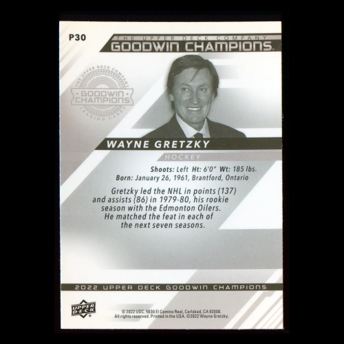 Wayne Gretzky 2022 Upper Deck Goodwin Champions Platinum Oilers