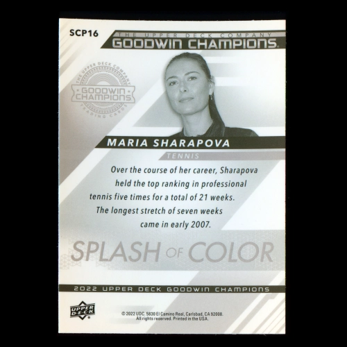 Maria Sharapova 2022 Upper Deck Goodwin Champions Splash of Color Platinum