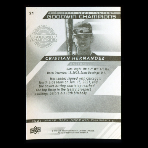 Cristian Hernandez 2022 Upper Deck Goodwin Champions Cubs