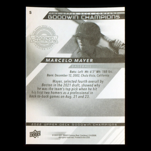 Marcelo Mayer 2022 Upper Deck Goodwin Champions Red Sox