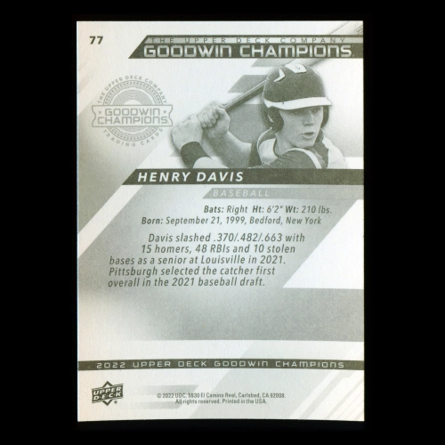 Henry Davis 2022 Upper Deck Goodwin Champions Pirates