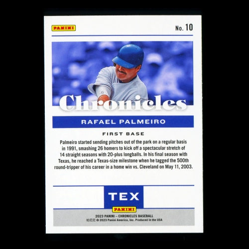 Rafael Palmeiro 2023 Panini Chronicles Rangers