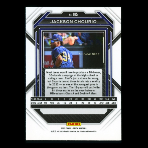 Jackson Chourio 2023 Panini Prizm Brewers
