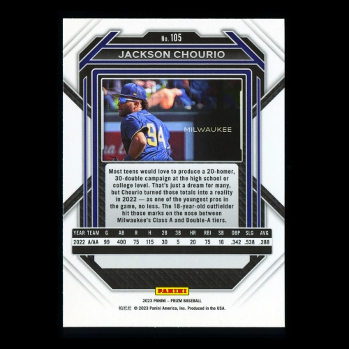 Jackson Chourio 2023 Panini Prizm Brewers