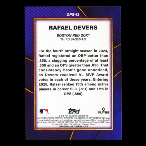 Rafael Devers 2025 Topps OPS Best Red Sox