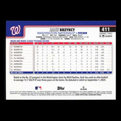 Zach Brzykcy RC 2025 Topps Rookie Nationals