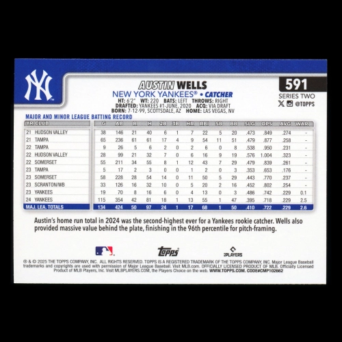 Austin Wells 2025 Topps All-Star Rookie Yankees
