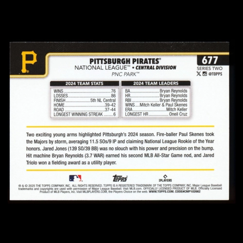 Pittsburgh Pirates 2025 Topps Team Card Pirates