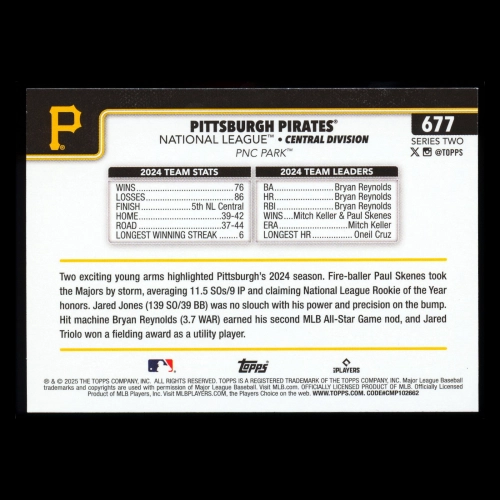 Pittsburgh Pirates 2025 Topps Team Card Pirates