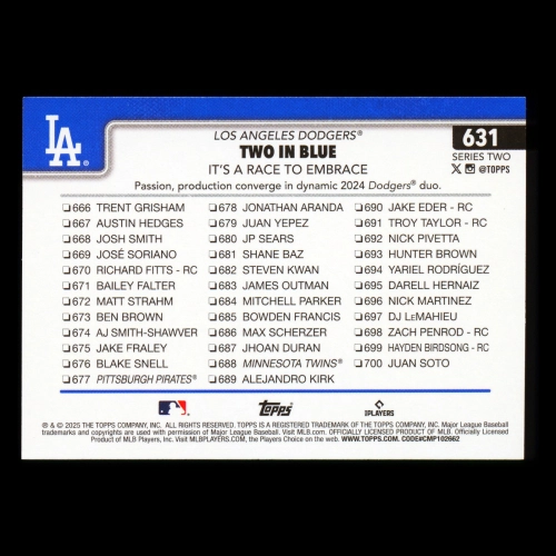Mookie Betts 2025 Topps Checklist Dodgers