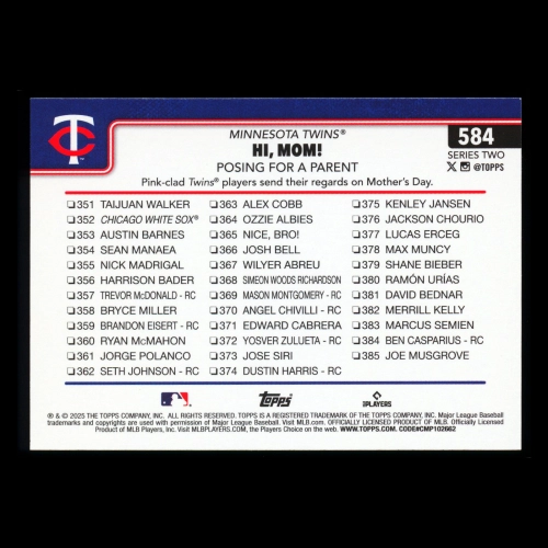 Carlos Correa 2025 Topps Checklist Twins