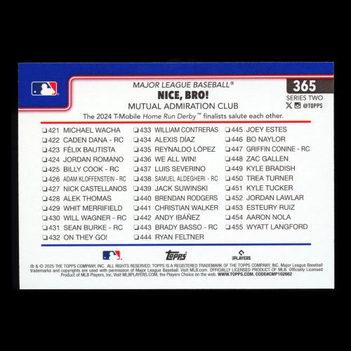 Bobby Witt Jr. 2025 Topps Checklist Royals