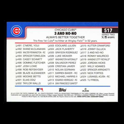 Shota Imanaga 2025 Topps Checklist Cubs