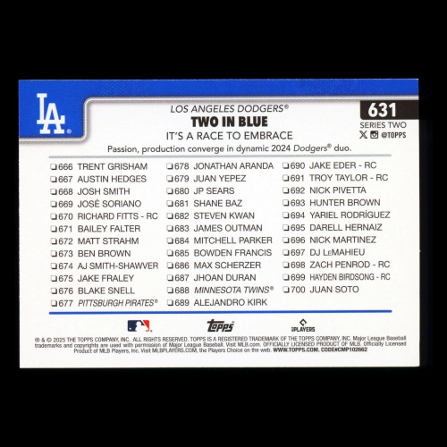 Mookie Betts 2025 Topps Checklist Dodgers
