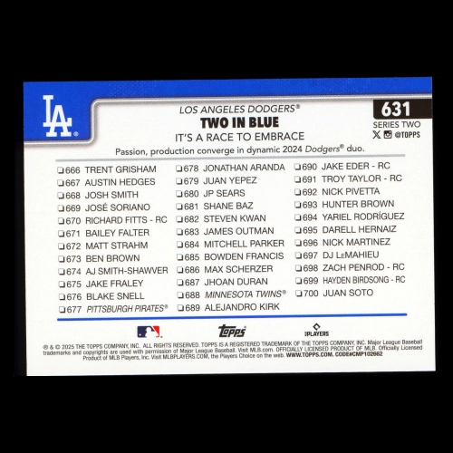 Mookie Betts 2025 Topps Checklist Dodgers