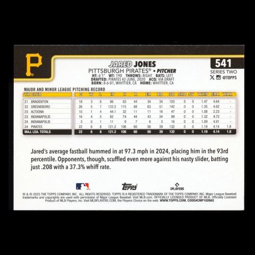 Jared Jones 2025 Topps Future Stars Pirates