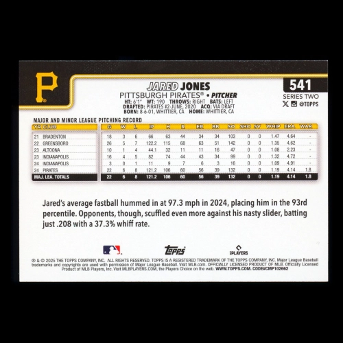 Jared Jones 2025 Topps Future Stars Pirates