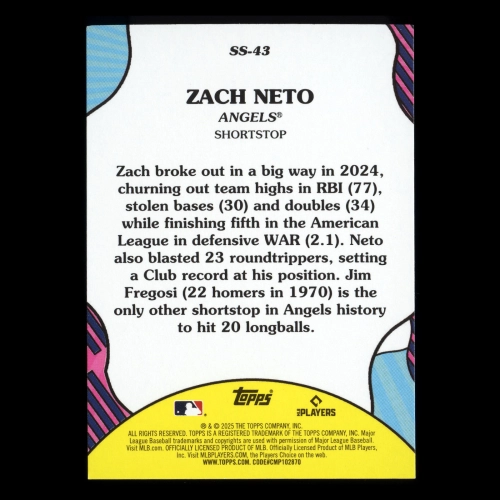 Zach Neto 2025 Topps Summer Superstars Pink Foil Angels
