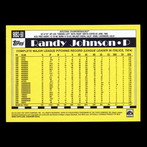 Randy Johnson 2025 Topps '90 Topps Series 2 Retro Diamondbacks