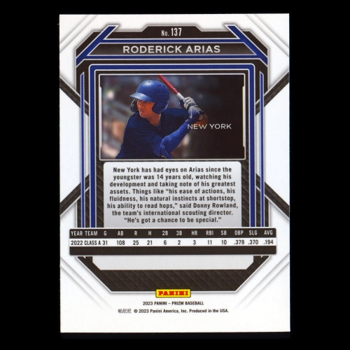 Roderick Arias 2023 Prizm Yankees