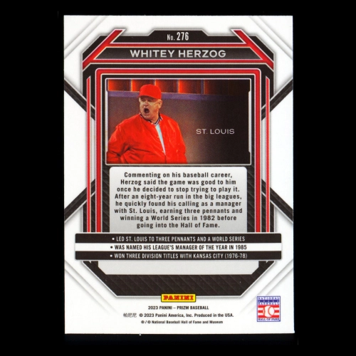 Whitey Herzog 2023 Prizm Cardinals