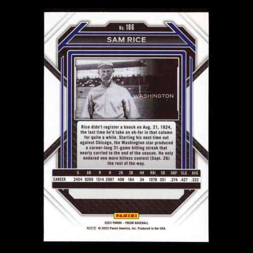 Sam Rice 2023 Prizm Senators