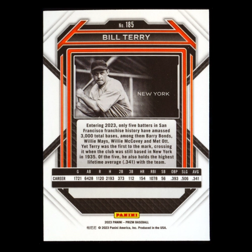 Bill Terry 2023 Prizm Giants