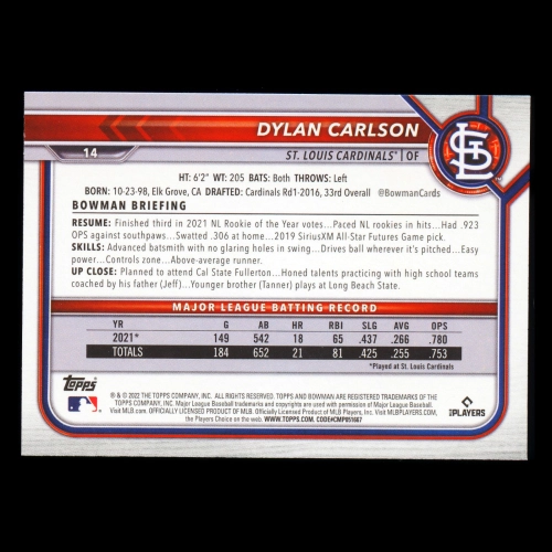 Dylan Carlson 2022 Bowman Cardinals