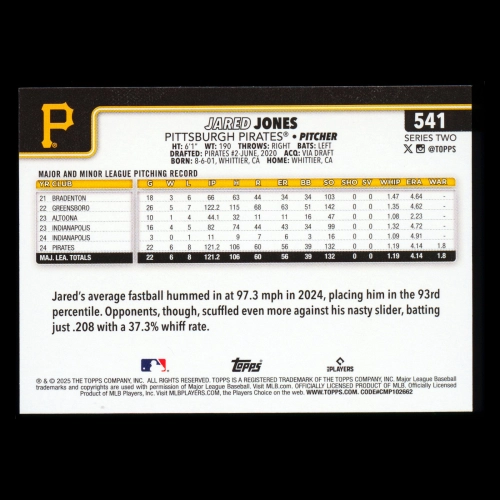 Jared Jones 2025 Topps Future Stars Pirates