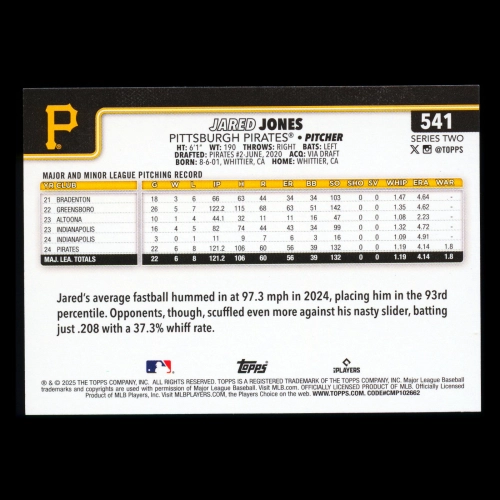 Jared Jones 2025 Topps Future Stars Pirates