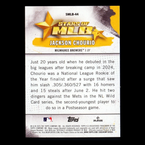 Jackson Chourio 2025 Topps Stars of MLB Brewers